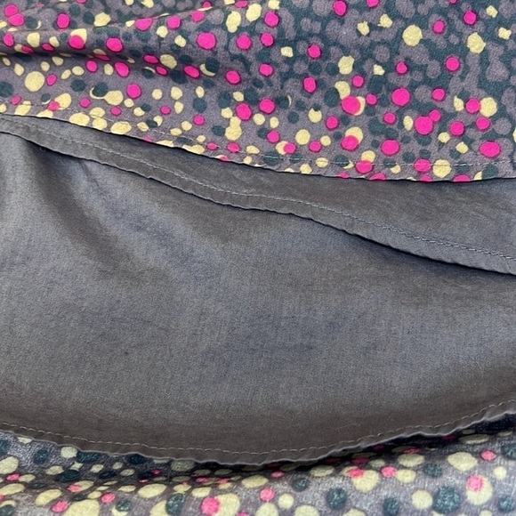 Hinge Nordstrom Gray/Purple w/Pink & Beige Polka Dots Skater A-Line Skirt- Large - Picture 4 of 7